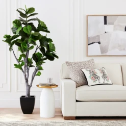 Faux Fiddle Leaf Tree 8 Faux Fiddle Leaf Tree -Home Decor webimage 206346665 alt1 FIDDLE LEAF 6 GREEN rv