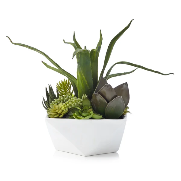 Faux Aloe And Succulent Geo Pot 3 Faux Aloe And Succulent Geo Pot